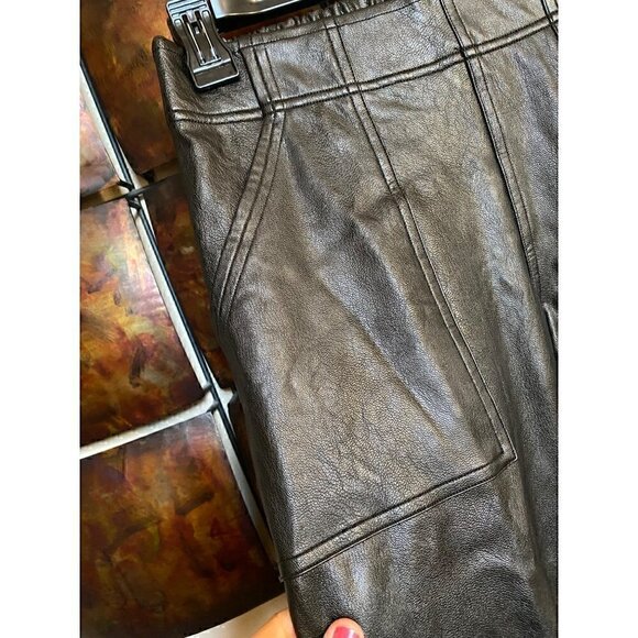 Spanx Leather Like Jogger Sz Small Noir Black Pockets Vegan Faux Leather - Picture 4 of 12
